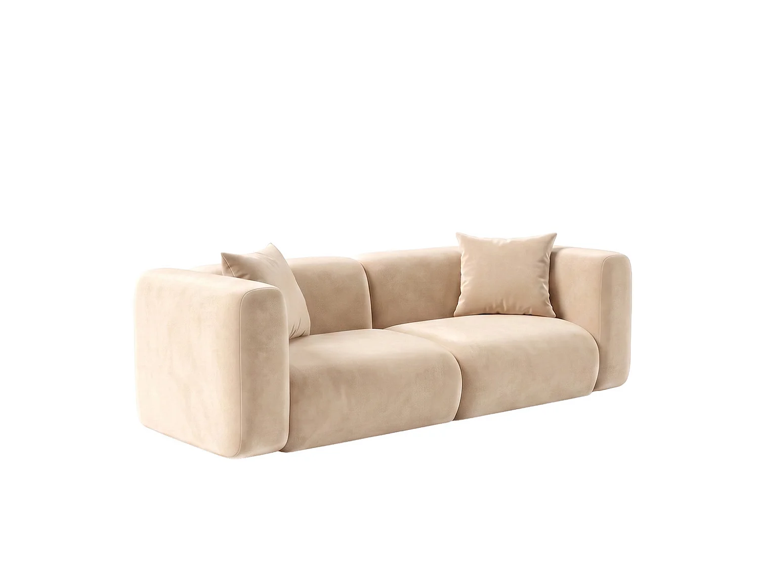 Sofa dwuosobowa, tkanina Velvet Bluvel, Kremowy, GRETA