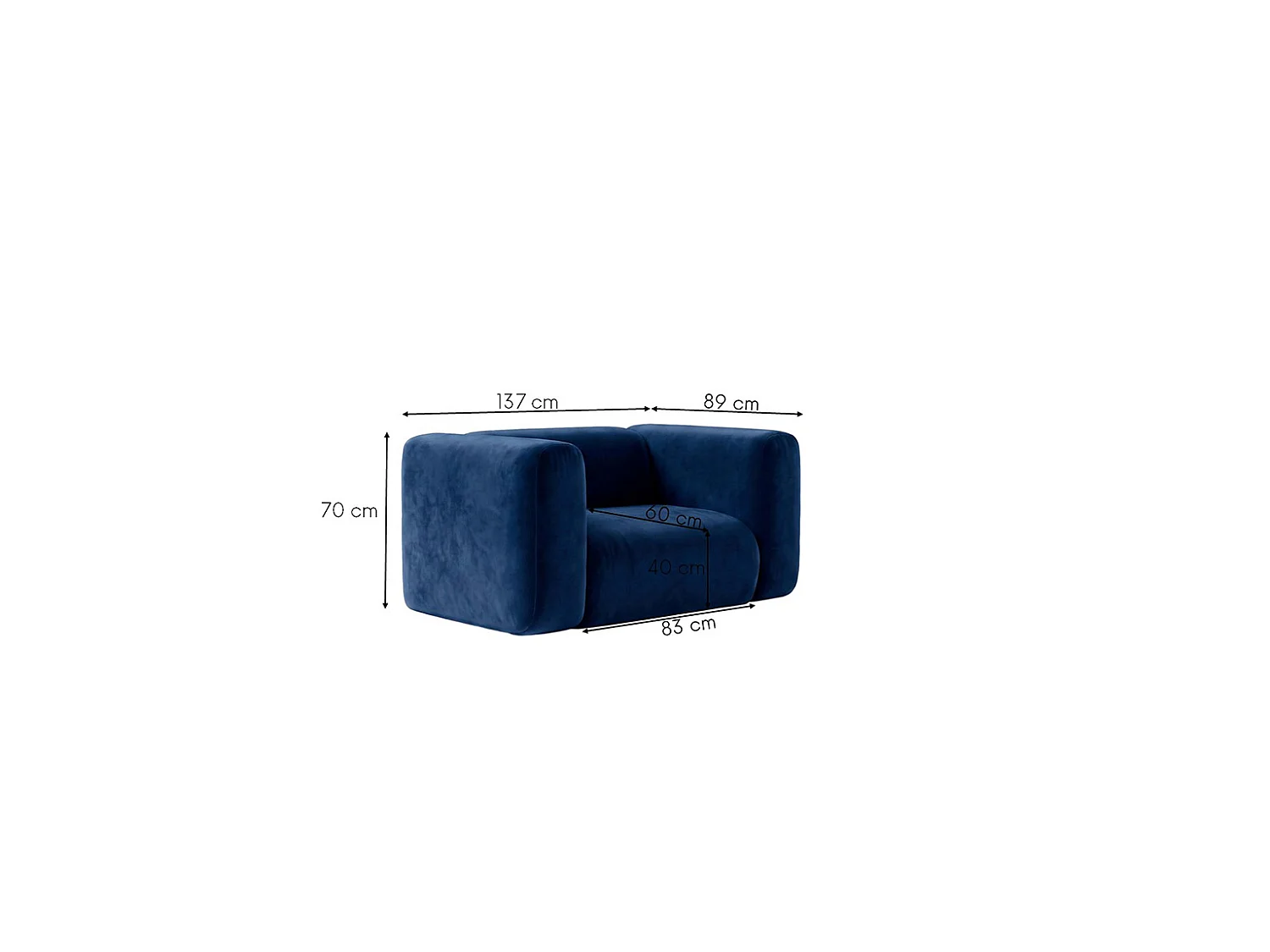 Fotel do salonu, w tkaninie Velvet Bluvel, Atramentowy, GRETA