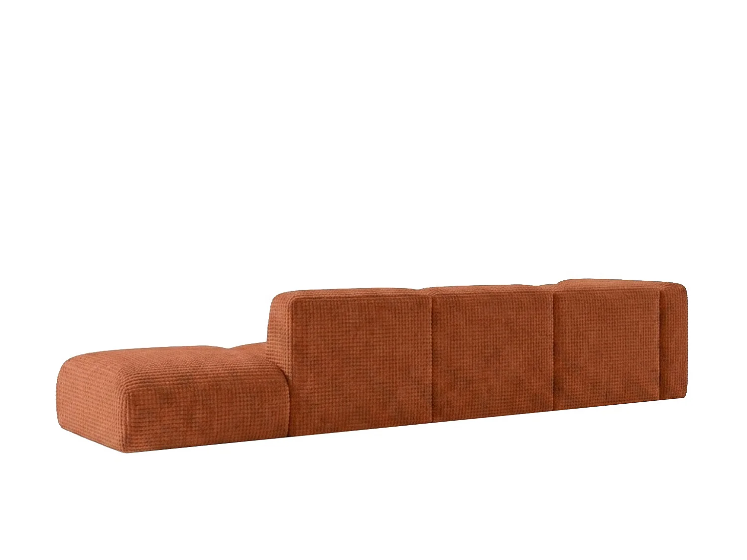 Canapé d’angle en L avec pouf, tissu chenille Cremona, Cuivre, Droit, GRETA