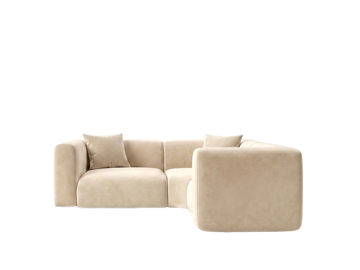 Narożnik modułowy, Corner mini, tkanina Velvet Bluvel, Kremowy, GRETA