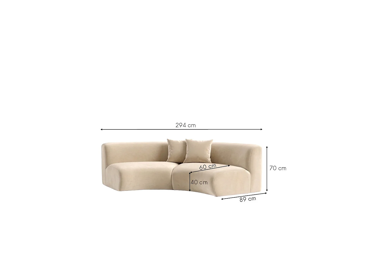 Sofa zaokrąglona, tkanina Velvet Bluvel, Kremowy, GRETA