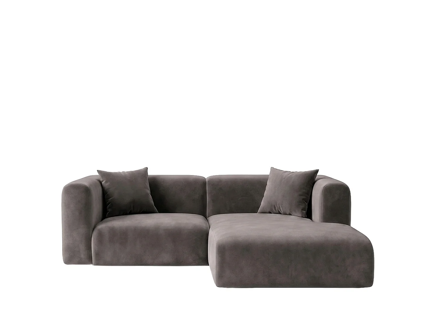 Narożnik w kształcie L mini, tkanina Velvet Bluvel, Popielaty, Prawy, GRETA