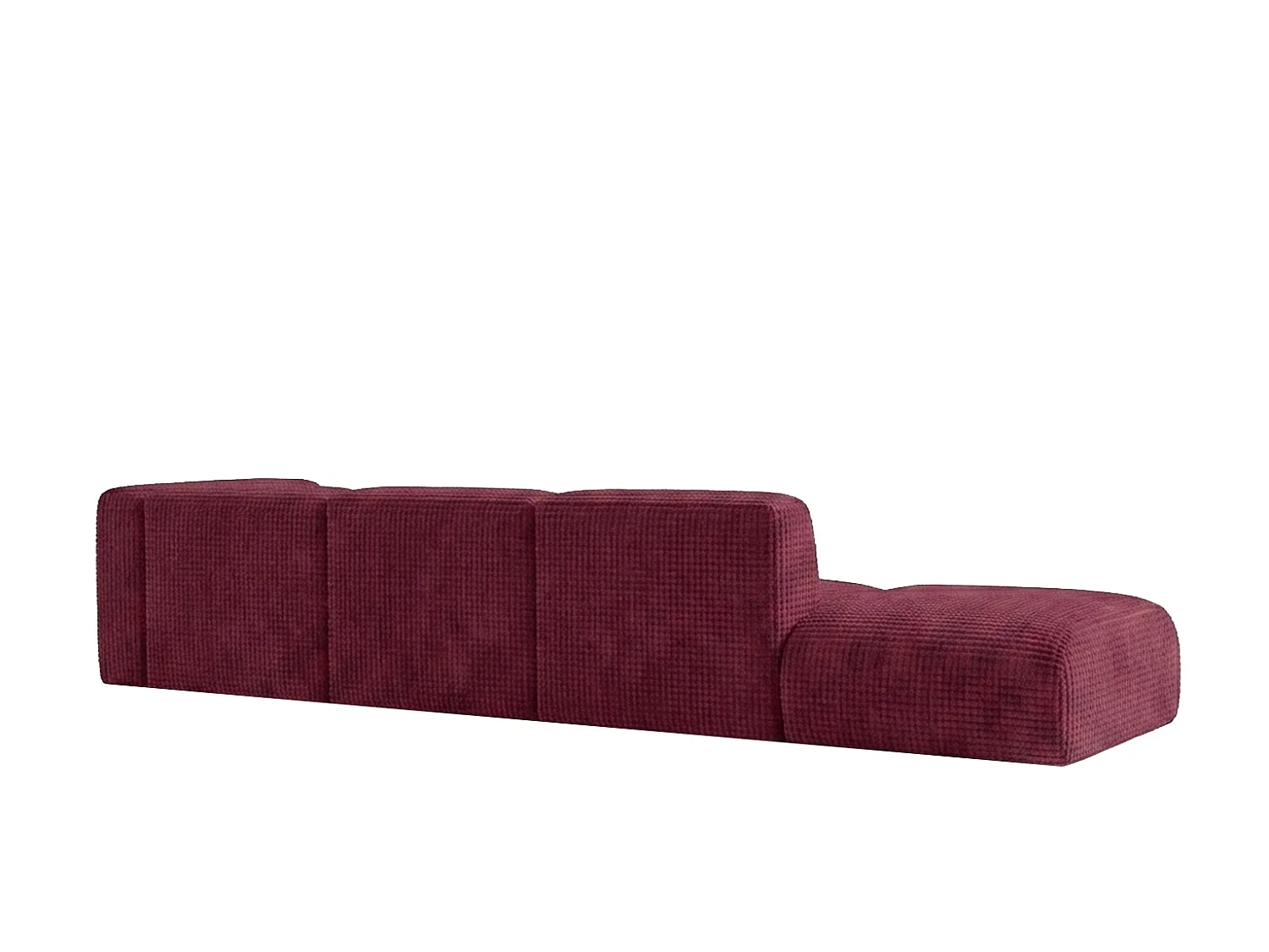 Canapé d’angle en L avec pouf, tissu chenille Cremona, Bordeaux, Gauche, GRETA