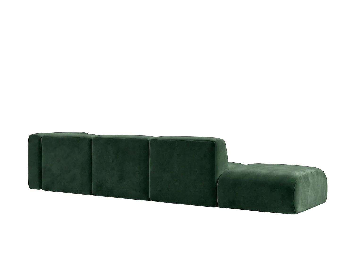 Canapé d'angle en L avec pouf, tissu velours Bluvel, Vert, Gauche, GRETA