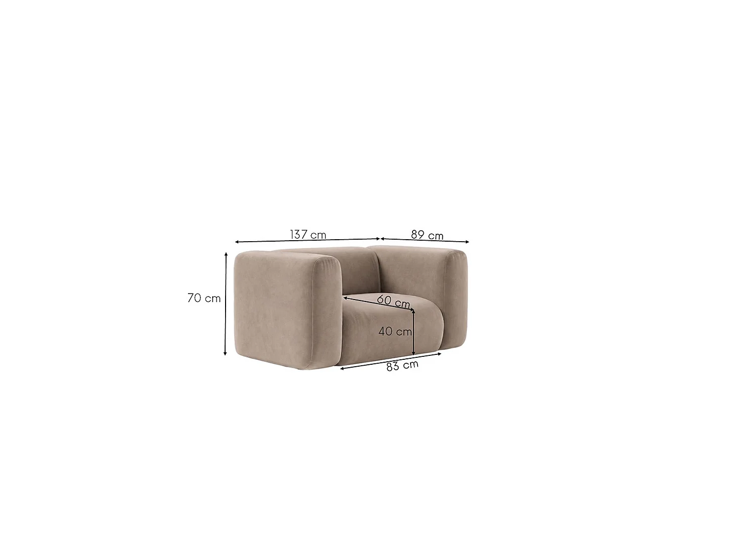 Fotel do salonu, w tkaninie Velvet Bluvel, Latte, GRETA