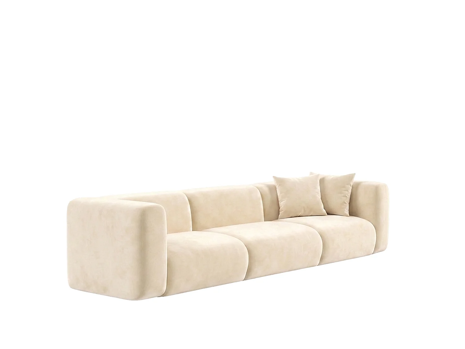 Sofa trzyosobowa, tkanina Velvet Bluvel, Kremowy, GRETA