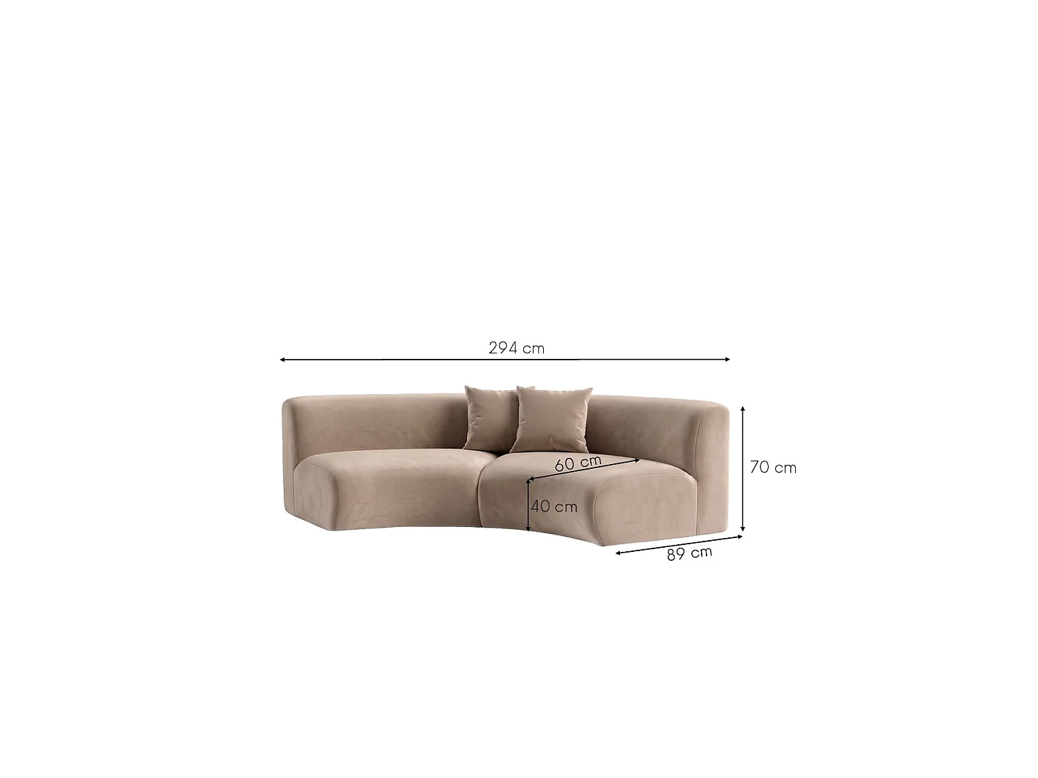 Sofa zaokrąglona, tkanina Velvet Bluvel, Latte, GRETA