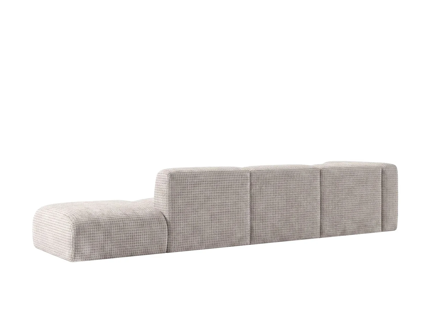 Canapé d’angle en L avec pouf, tissu chenille Cremona, Gris clair, Droit, GRETA