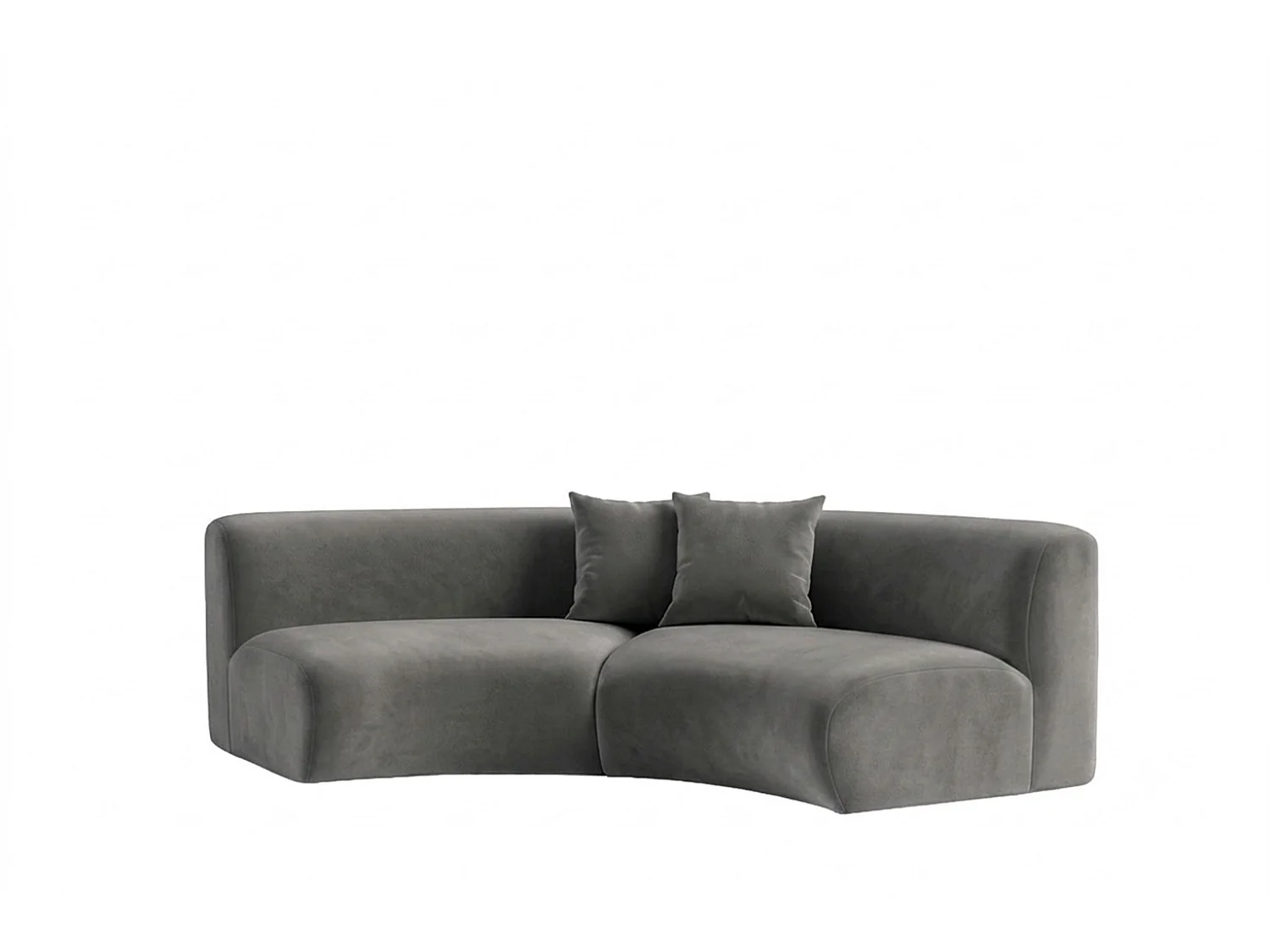 Sofa zaokrąglona, tkanina Velvet Bluvel, Popielaty, GRETA