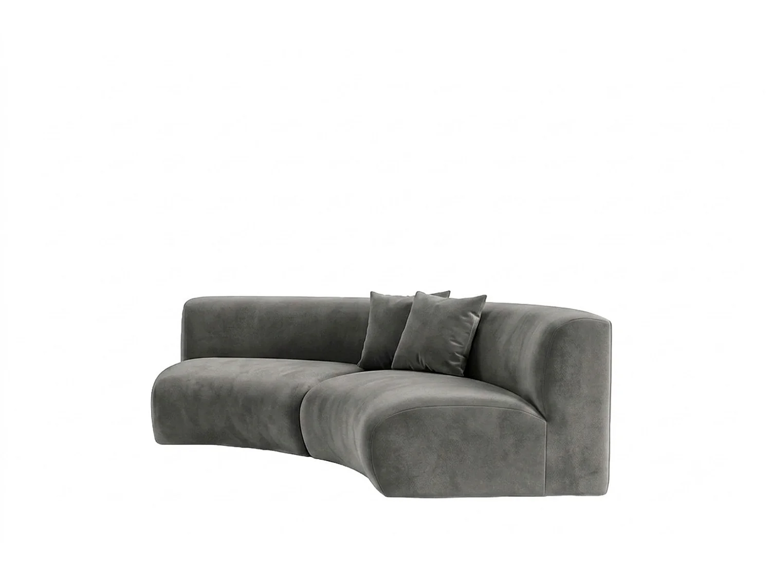 Sofa zaokrąglona, tkanina Velvet Bluvel, Popielaty, GRETA
