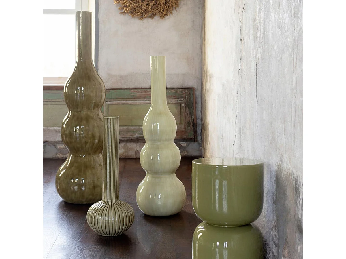 Vase Bulbe en Métal "Jarl" 61cm Vert Olive