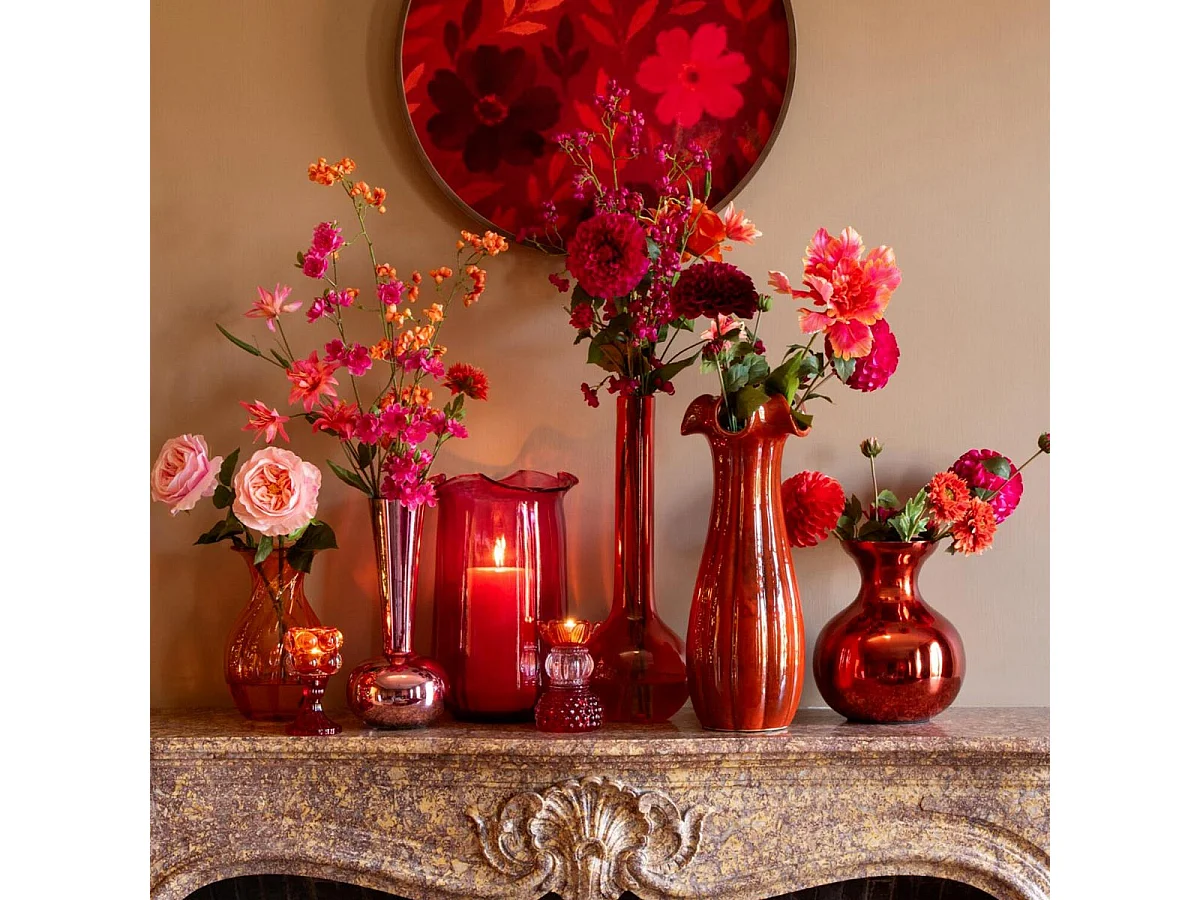 Vase Corolle en Argile "Yves" 56cm Rouge