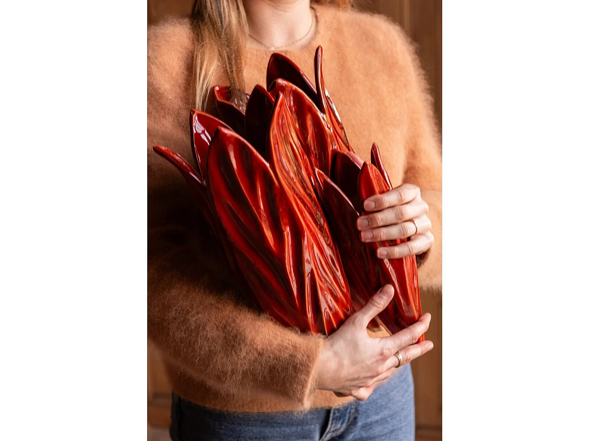 Vase Design en Argile "Yves" 36cm Rouge
