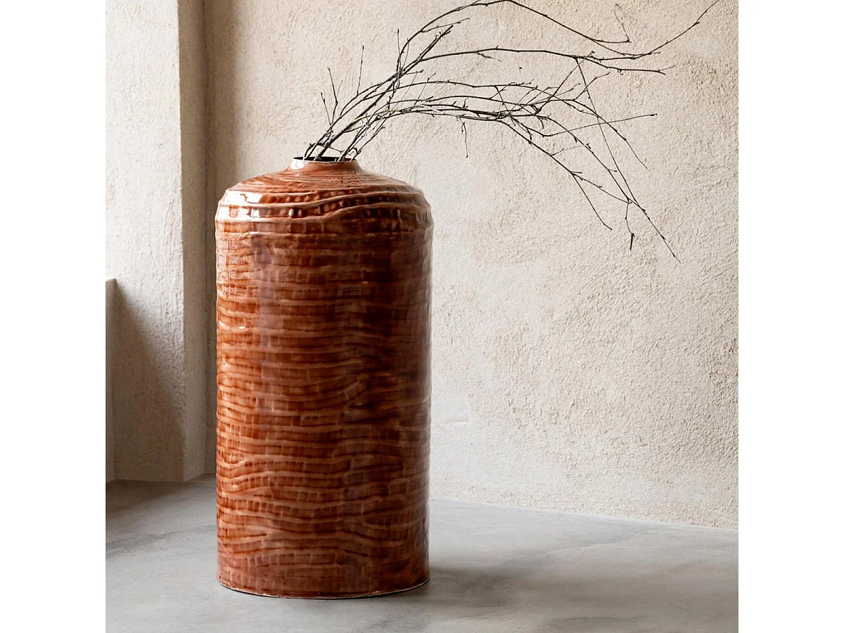 Vase Déco en Métal "Oria" 56cm Marron