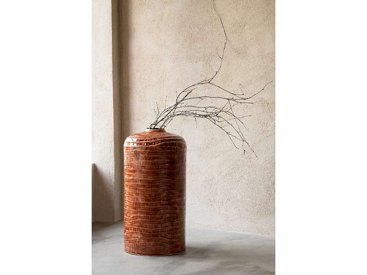 Vase Déco en Métal "Oria" 56cm Marron