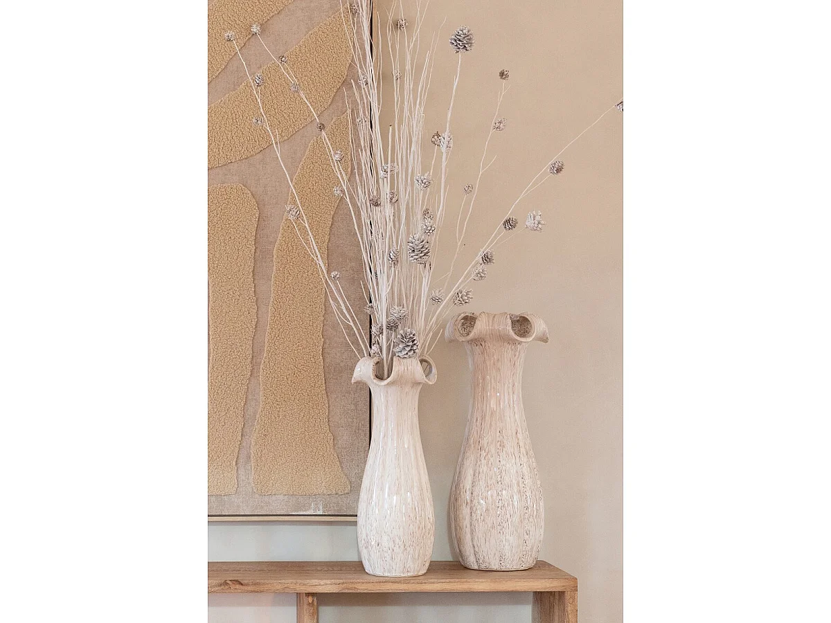 Vase Corolle en Argile "Yves" 56cm Beige Clair