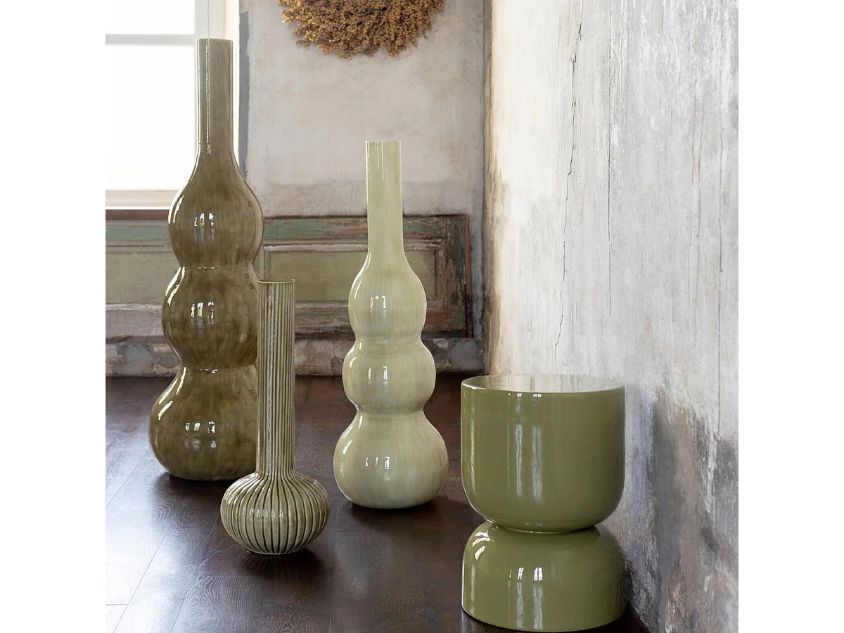 Vase Design en Métal "Loris" 92cm Vert Clair