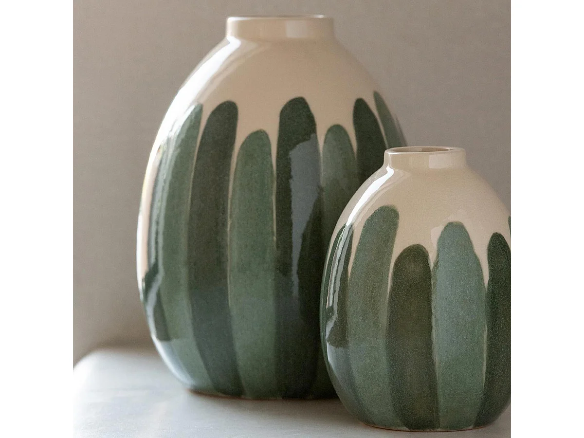 Vase Design en Grès "Joris" 30cm Vert