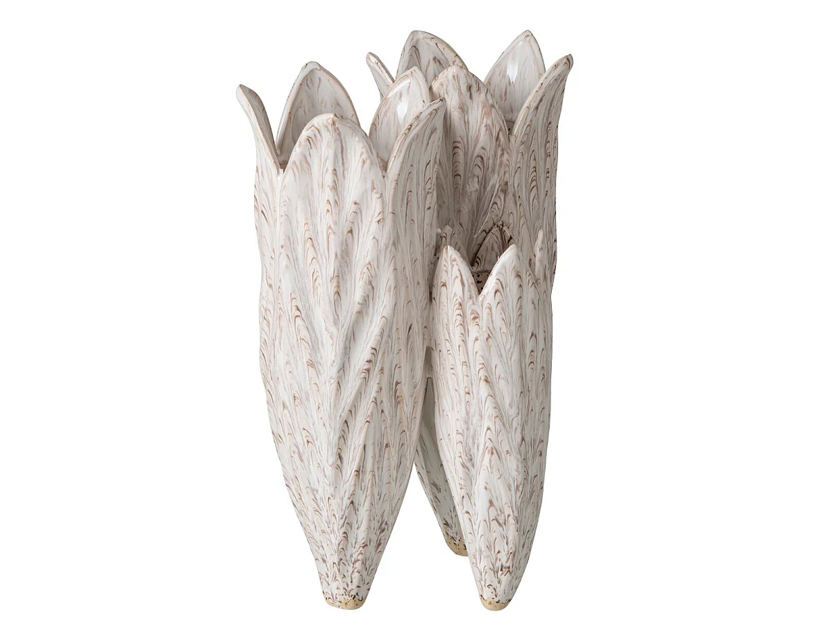 Vase Design en Argile "Yves" 36cm Beige Clair