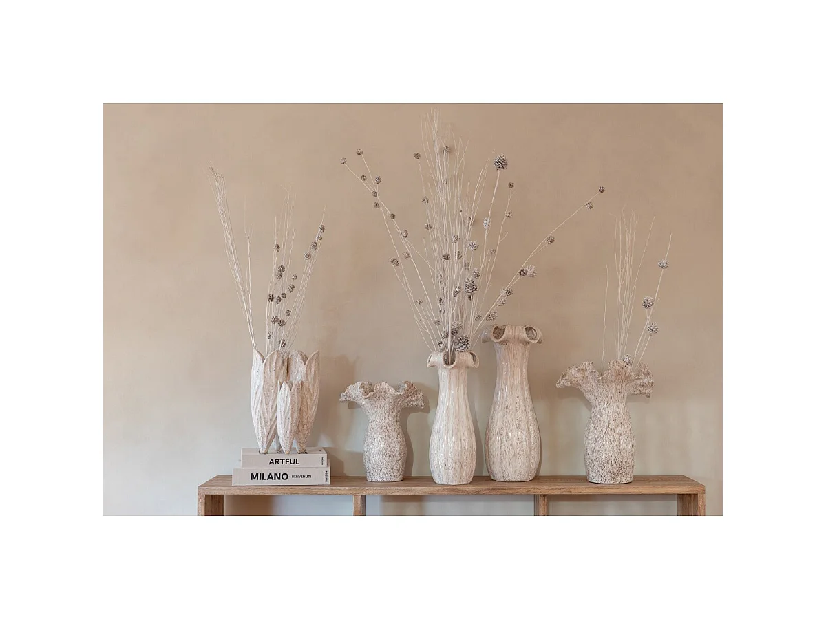 Vase Design en Argile "Yves" 36cm Beige Clair