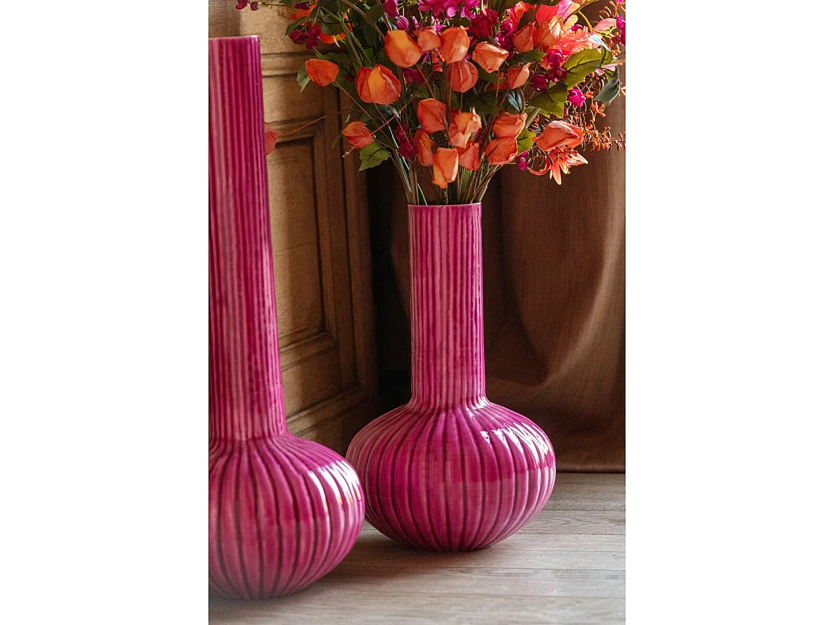 Vase Bulbe en Métal "Jarl" 41cm Fuchsia
