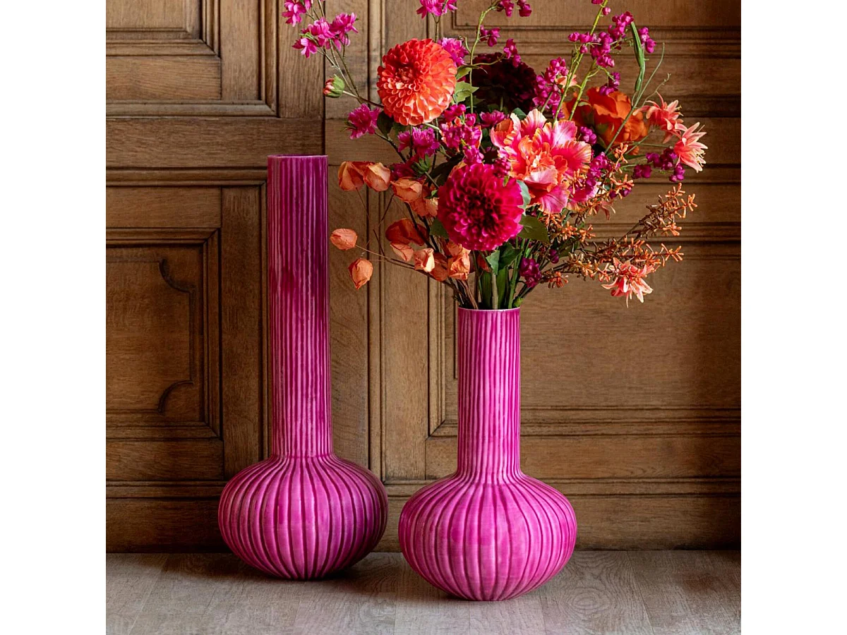 Vase Bulbe en Métal "Jarl" 41cm Fuchsia