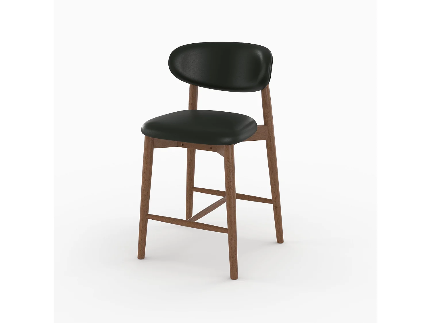 Set di 2 sedie da bar, isola 64,5 cm, similpelle nera - Yuna