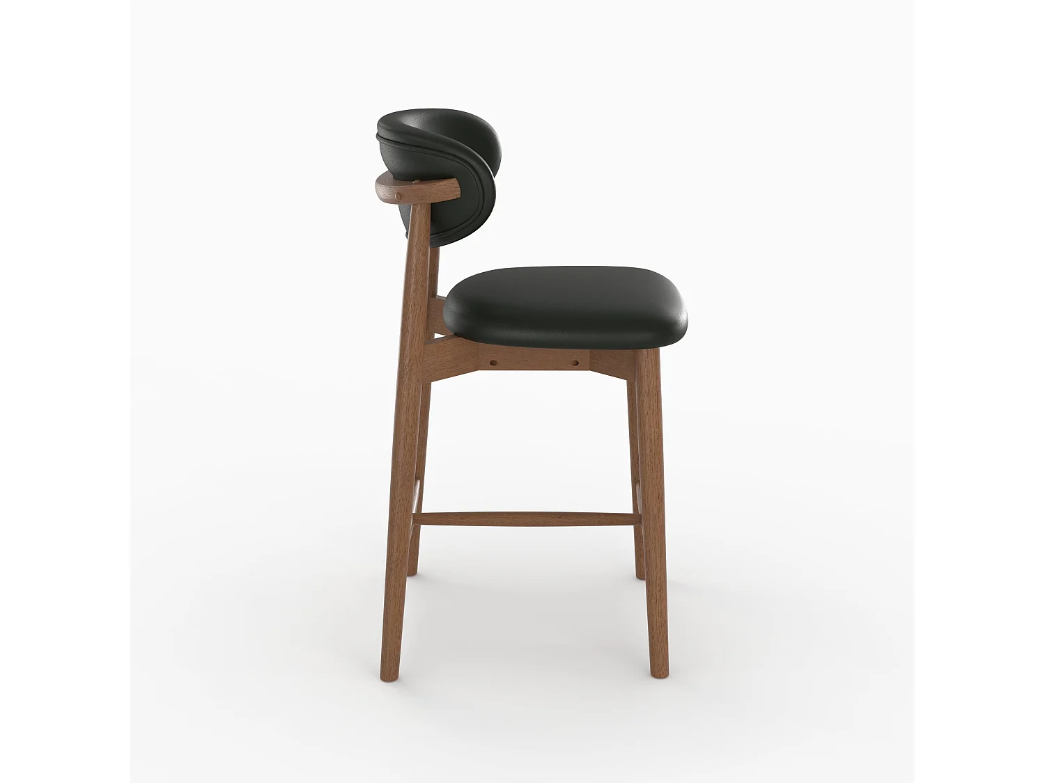 Set di 2 sedie da bar, isola 64,5 cm, similpelle nera - Yuna