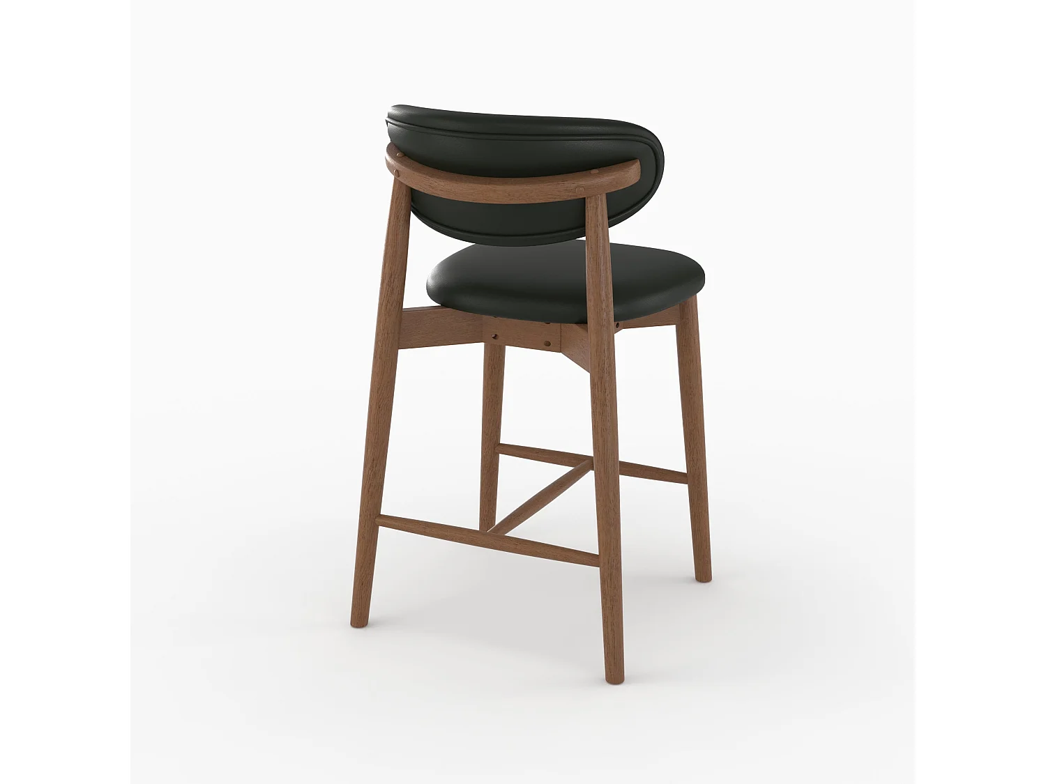 Set di 2 sedie da bar, isola 64,5 cm, similpelle nera - Yuna