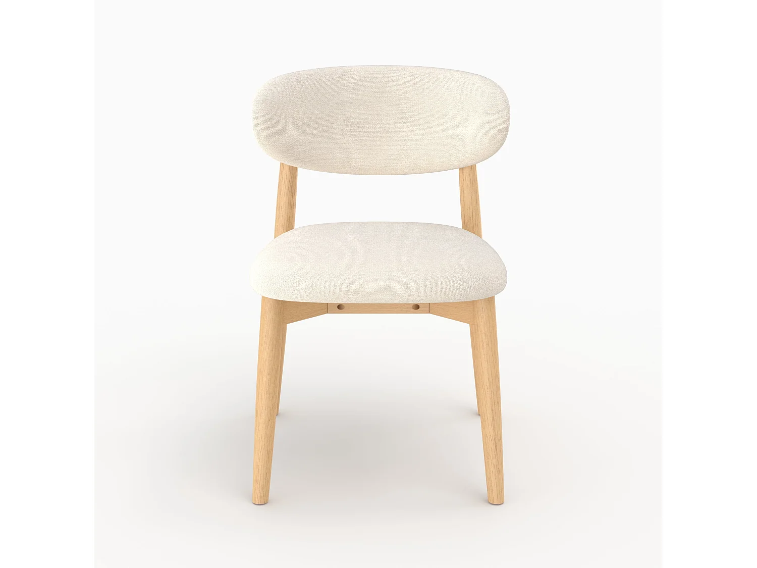 Lote de 2 sillas de tela beige y madera de caucho natural - Yuna