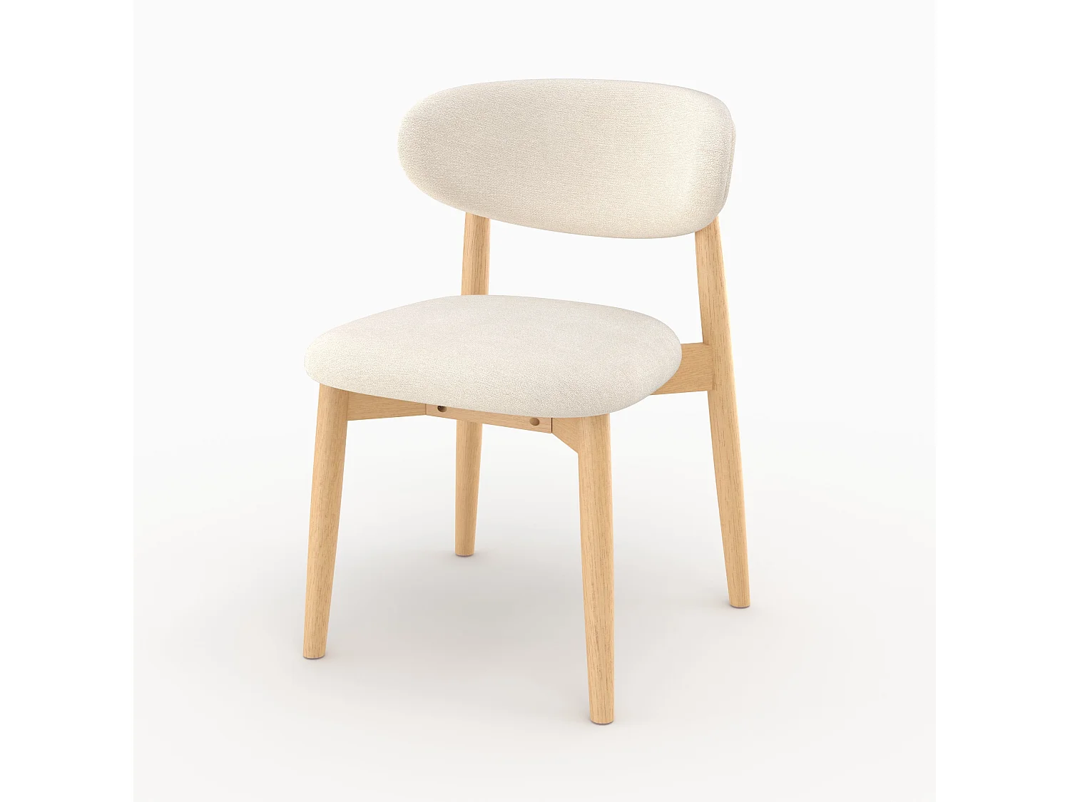 Lote de 2 sillas de tela beige y madera de caucho natural - Yuna