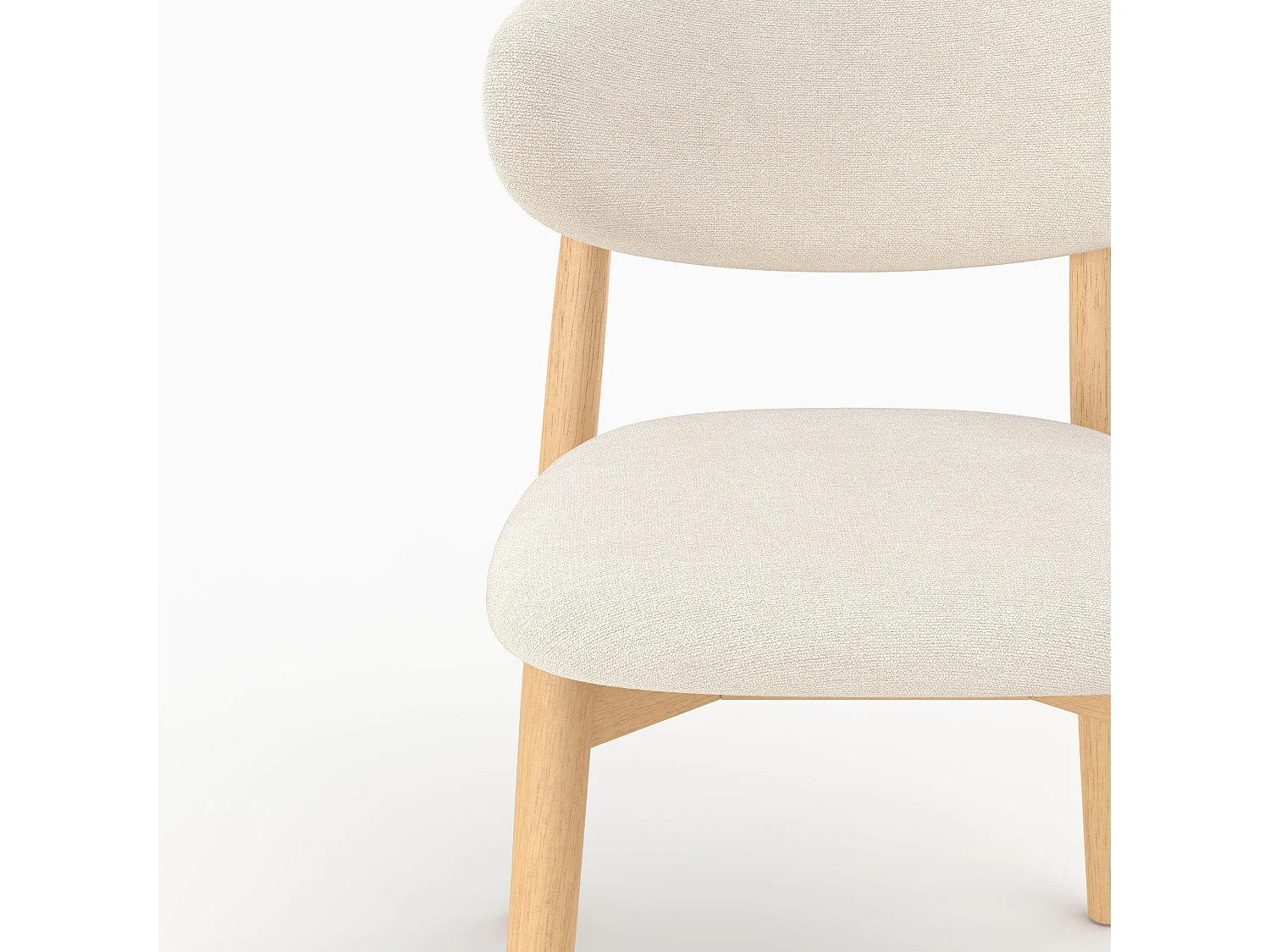 Lote de 2 sillas de tela beige y madera de caucho natural - Yuna