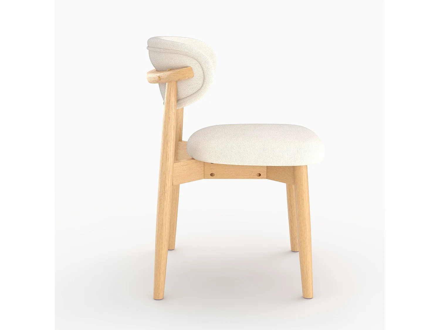 Lote de 2 sillas de tela beige y madera de caucho natural - Yuna