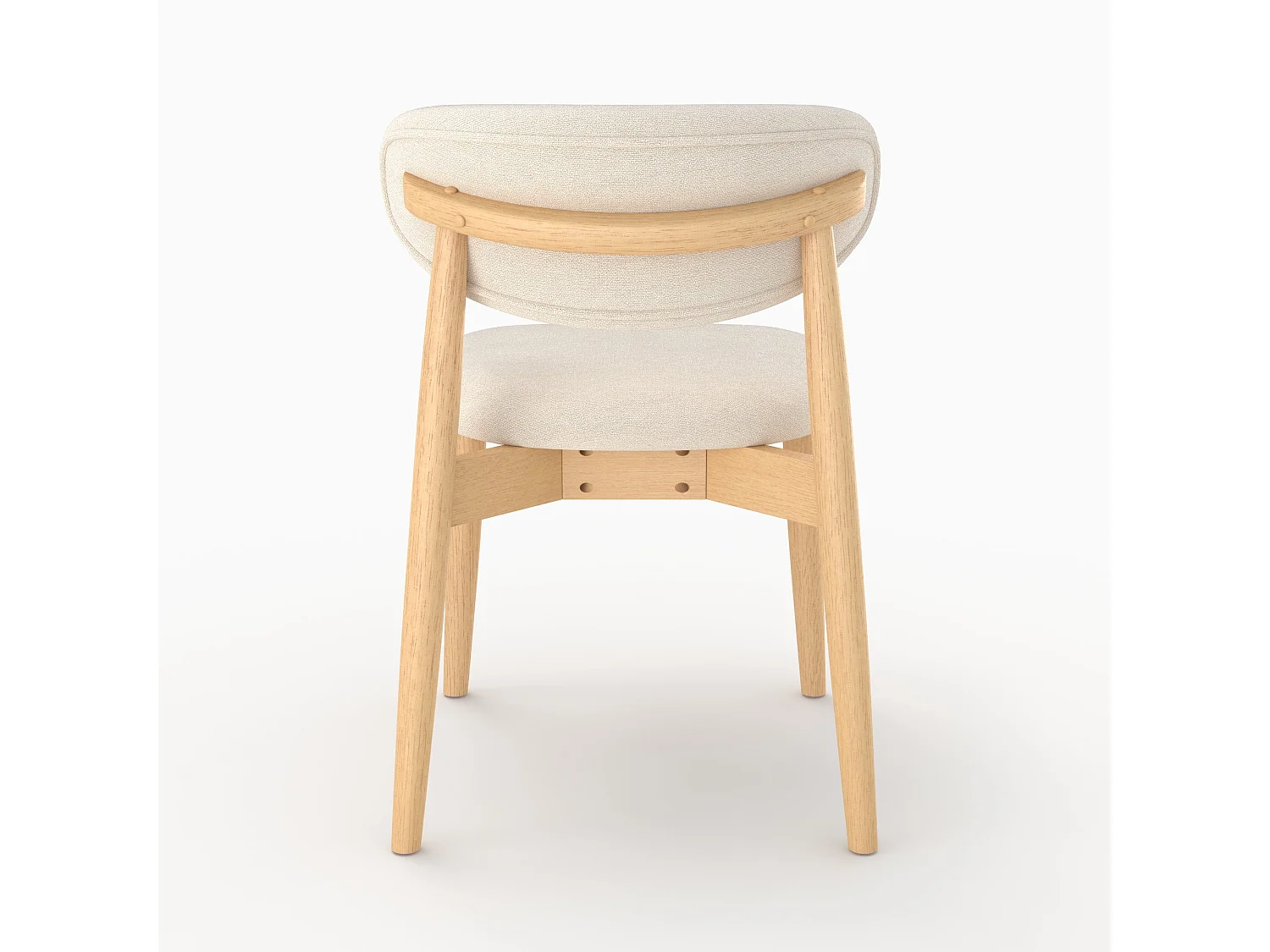 Lote de 2 sillas de tela beige y madera de caucho natural - Yuna