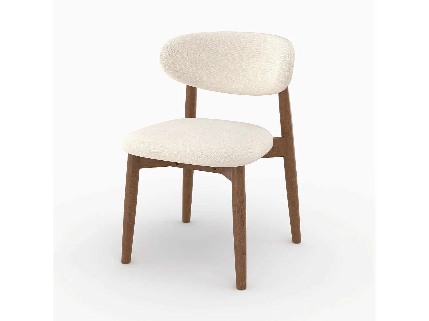 Set di 2 sedie in tessuto beige e legno di caucciù scuro - Yuna