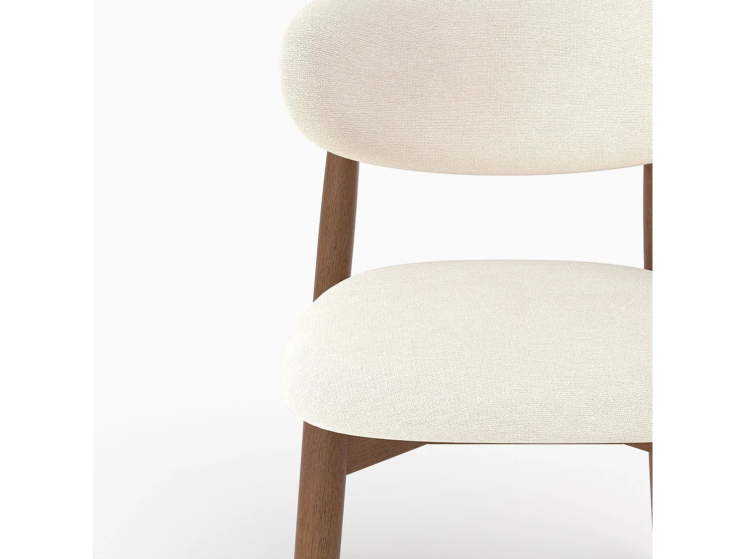 Set di 2 sedie in tessuto beige e legno di caucciù scuro - Yuna