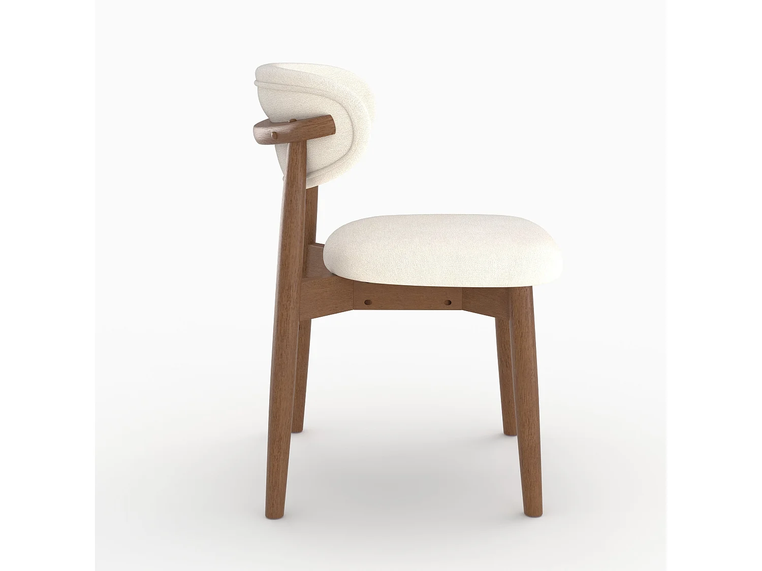 Set di 2 sedie in tessuto beige e legno di caucciù scuro - Yuna