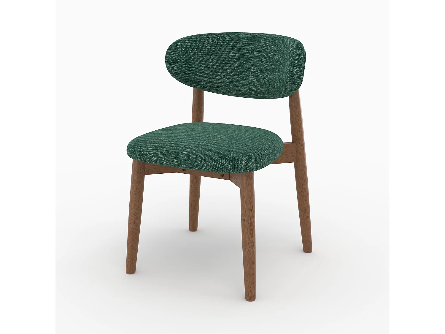 Set di 2 sedie in tessuto verde abete e legno di hevea scuro - Yuna
