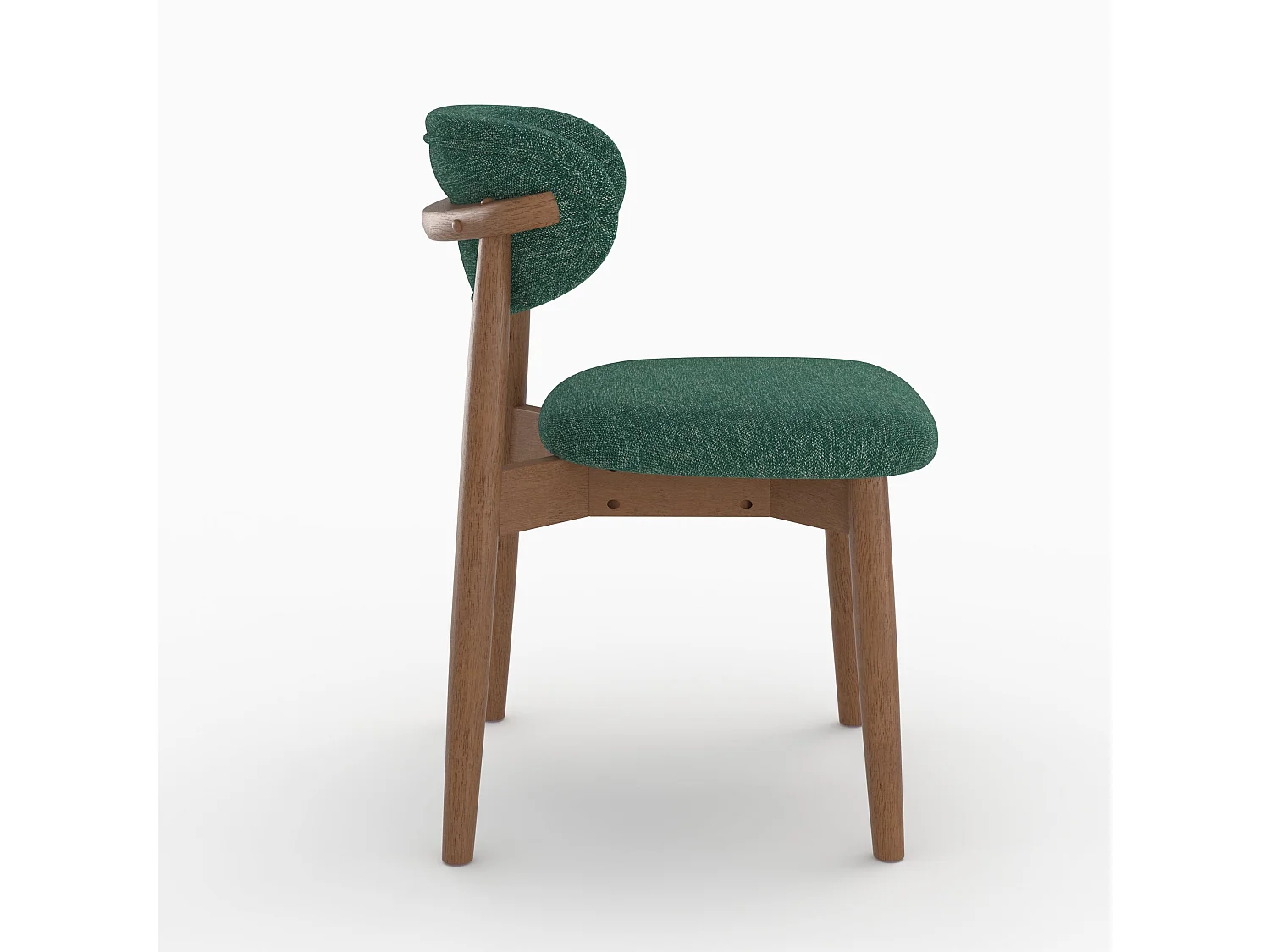 Set di 2 sedie in tessuto verde abete e legno di hevea scuro - Yuna