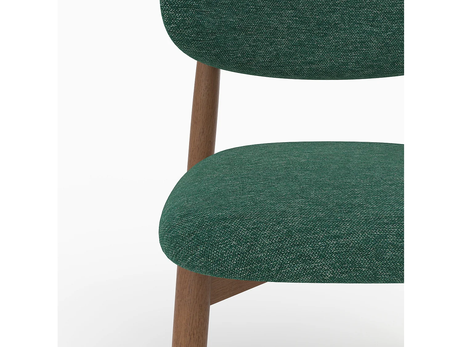 Set di 2 sedie in tessuto verde abete e legno di hevea scuro - Yuna