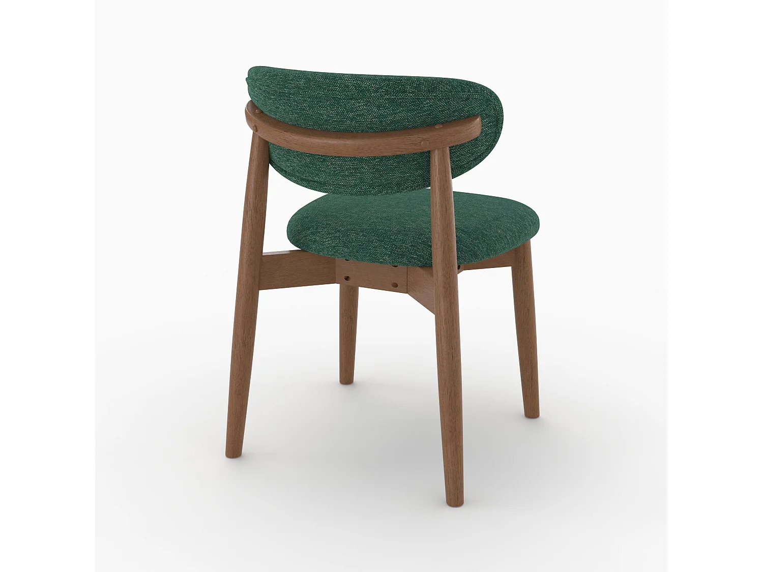 Set di 2 sedie in tessuto verde abete e legno di hevea scuro - Yuna
