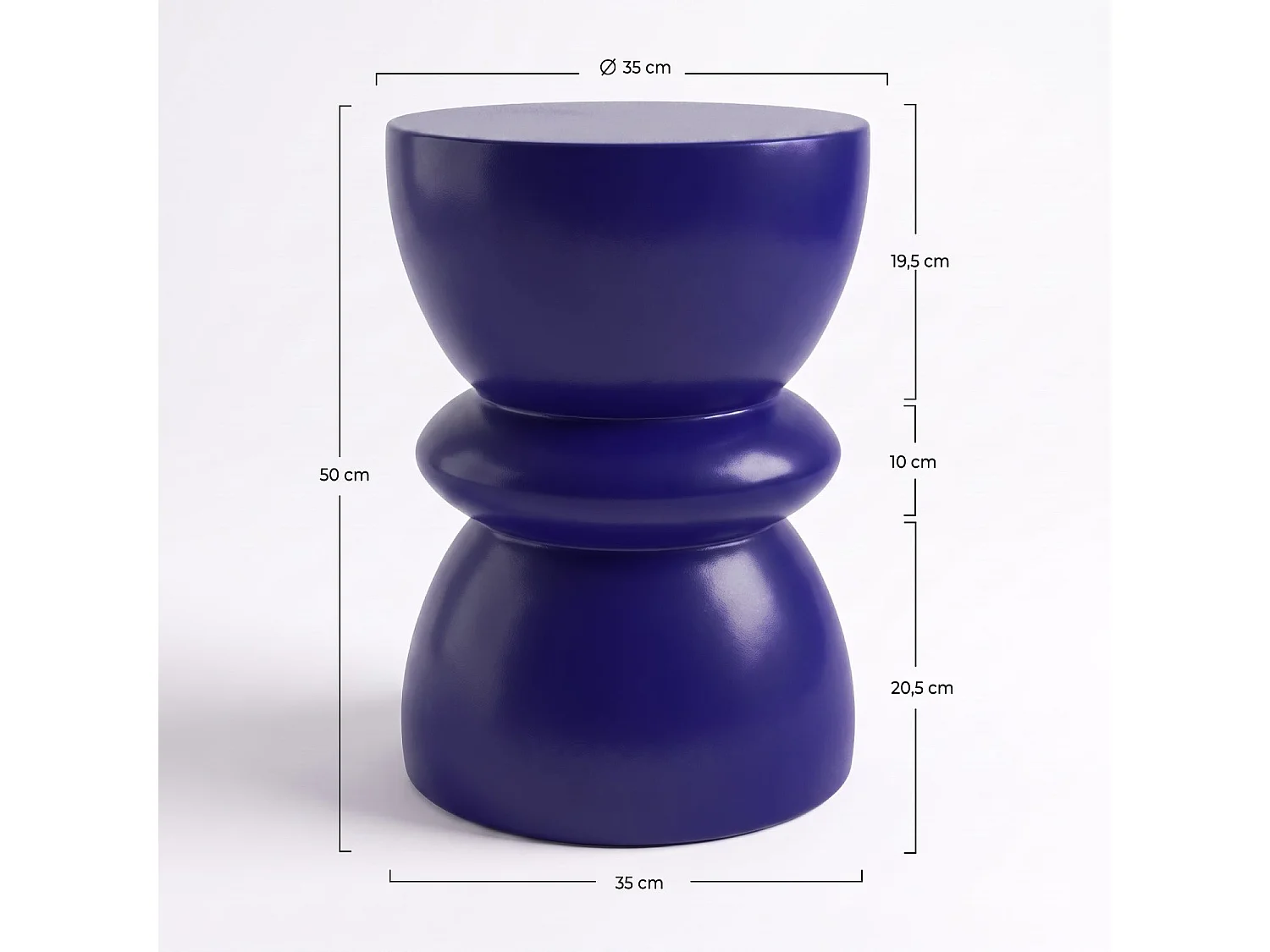Mesa auxiliar azul real, fibra de arcilla efecto hormigón Ø35 cm - Maupiti