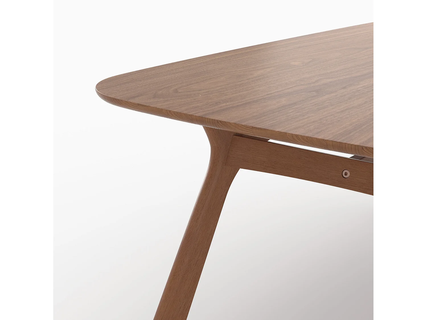 Table rectangulaire 6 places bois d'hévéa massif, placage noyer 180 cm - Paula