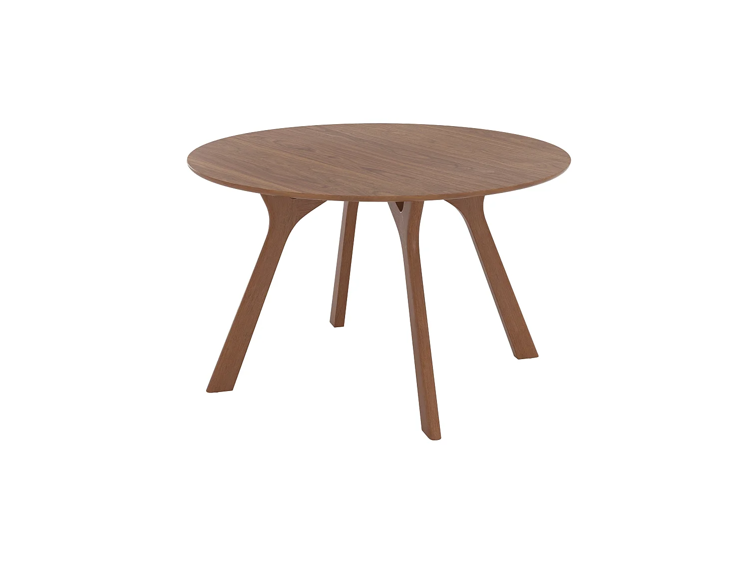 Table ronde 4 personnes en bois d'hévéa massif, placage noyer D120 cm - Izzi