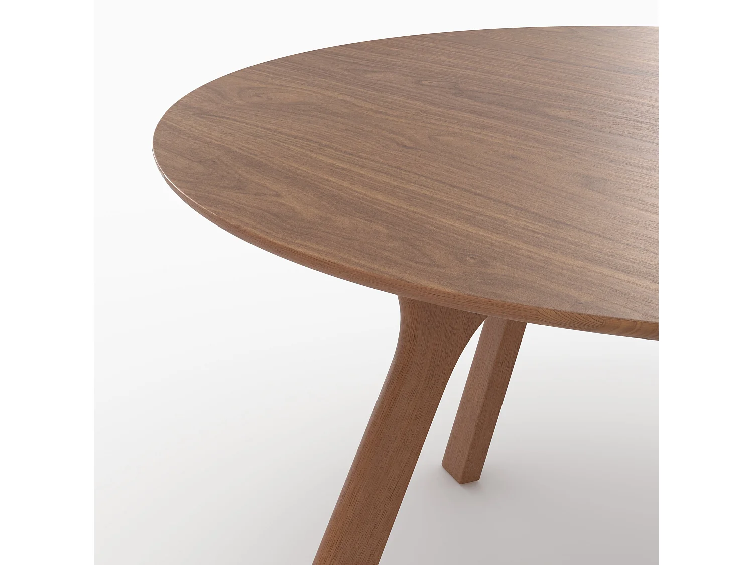 Table ronde 4 personnes en bois d'hévéa massif, placage noyer D120 cm - Izzi