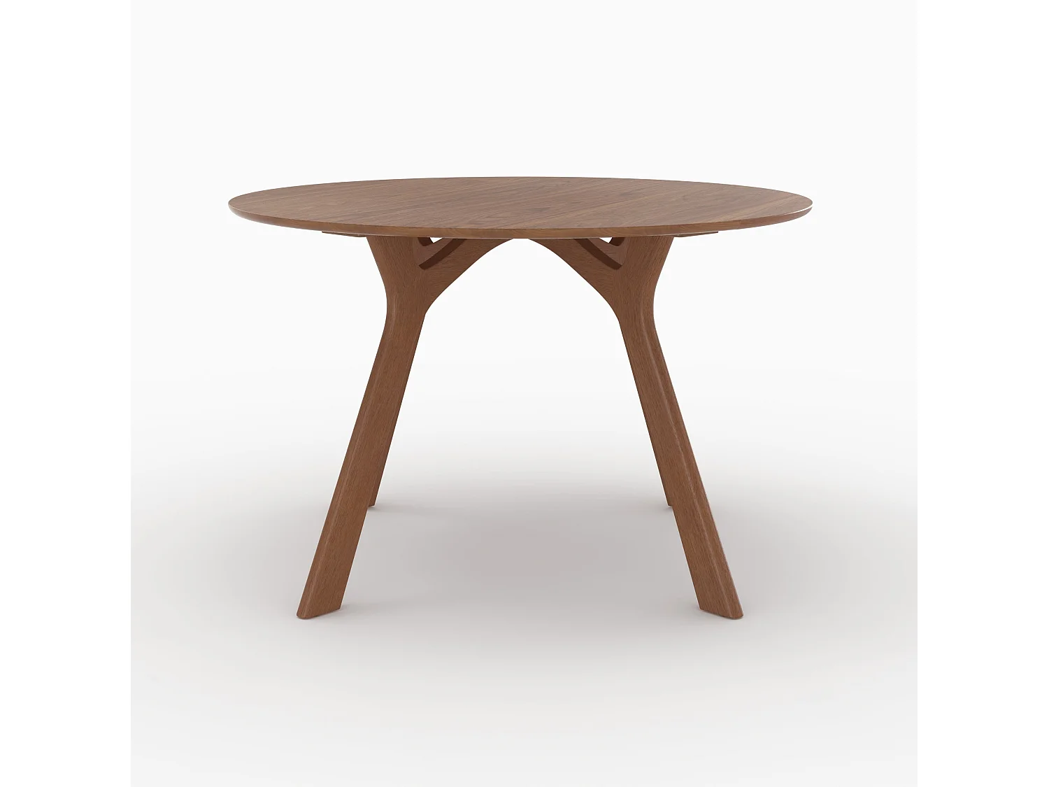 Table ronde 4 personnes en bois d'hévéa massif, placage noyer D120 cm - Izzi