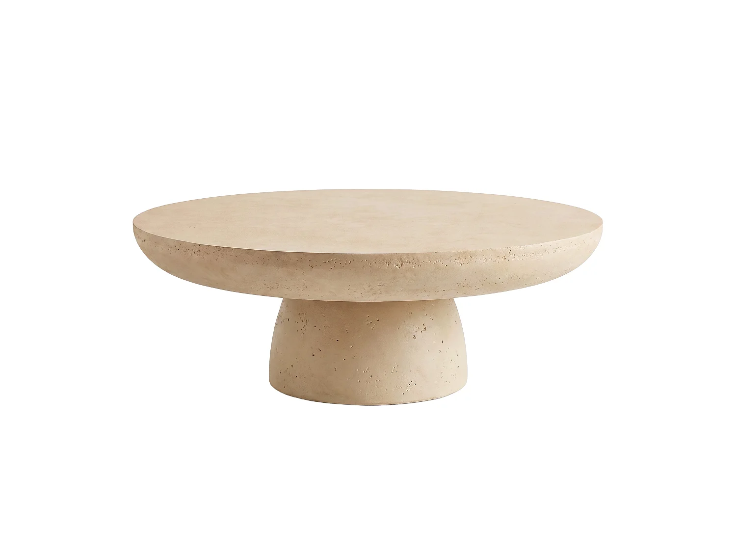 Mesa centro beige redonda de fibra de arcilla, efecto hormigón Ø90 cm - Paros