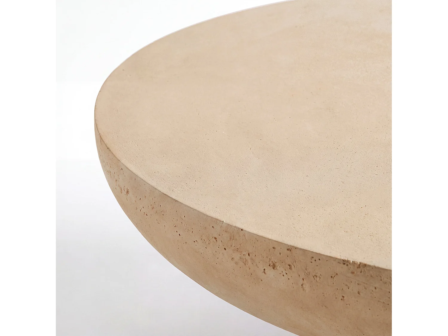 Mesa centro beige redonda de fibra de arcilla, efecto hormigón Ø90 cm - Paros