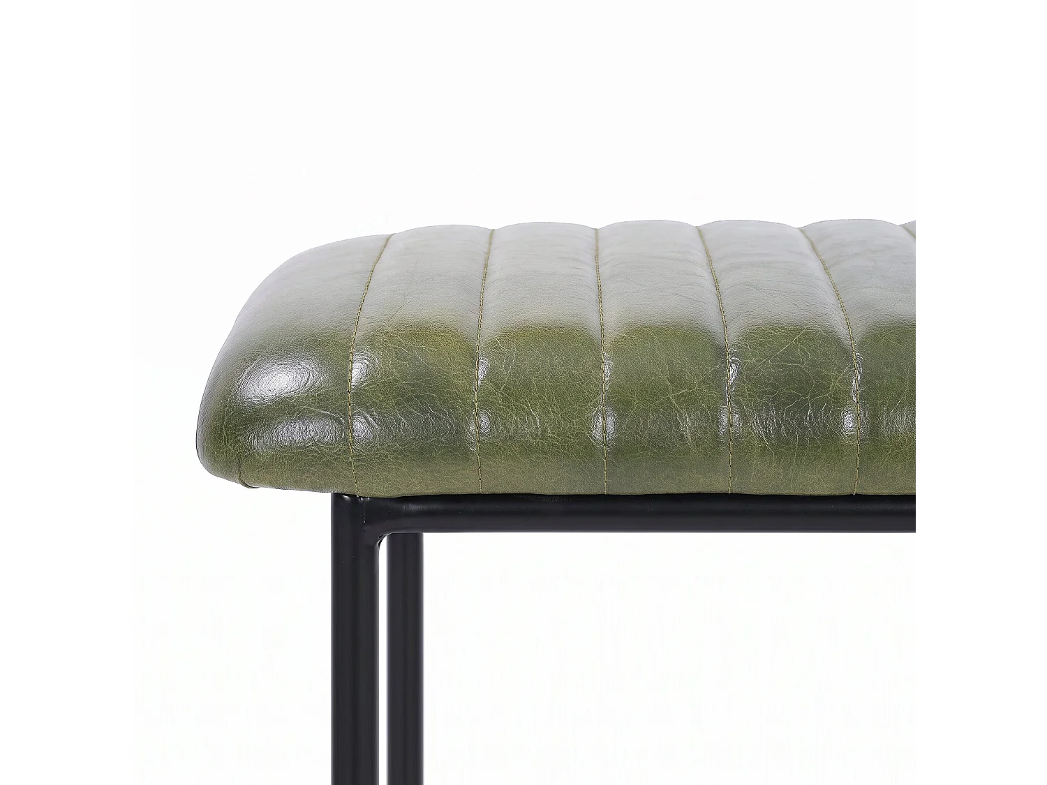 Banco de 100 cm de cuero de búfalo verde - Émile