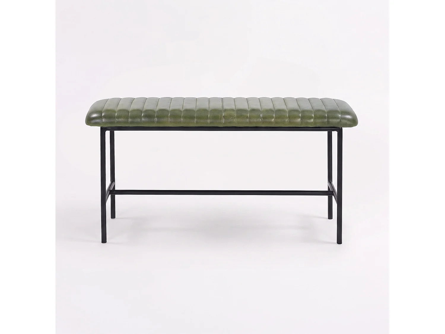 Banco de 100 cm de cuero de búfalo verde - Émile